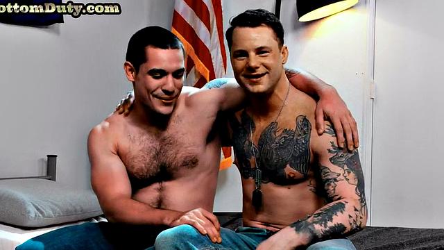 Hairy army stud barebacked on duty in dormitory