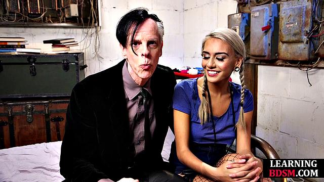 Petite babe pussyfucked by master