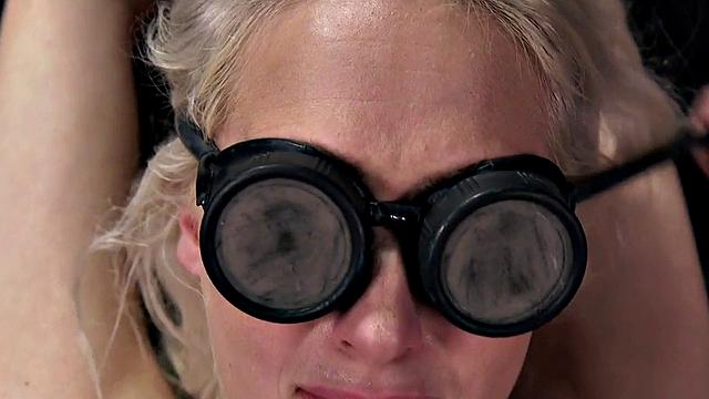 BDSM slut gets feet whipped and pussytoyed to limits of pain