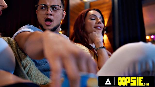 Naughty Jade Venus & Ariel Demure ALMOST CAUGHT Giving FTM Nicky Zeal A Facial In Theater