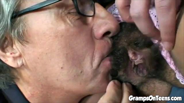 Hairy teen fucks oldie