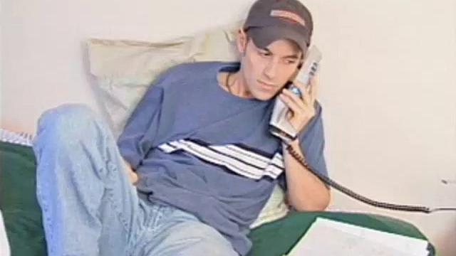 After getting off the phone, 21 year old frat boy Sean Storm feels the urge to jack off, instead of study. He pushes the books aside and starts rubbing his package. Then he slowly removes his shirt to reveal an awesome six pack.