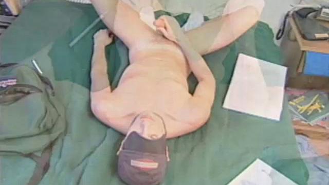 After getting off the phone, 21 year old frat boy Sean Storm feels the urge to jack off, instead of study. He pushes the books aside and starts rubbing his package. Then he slowly removes his shirt to reveal an awesome six pack.