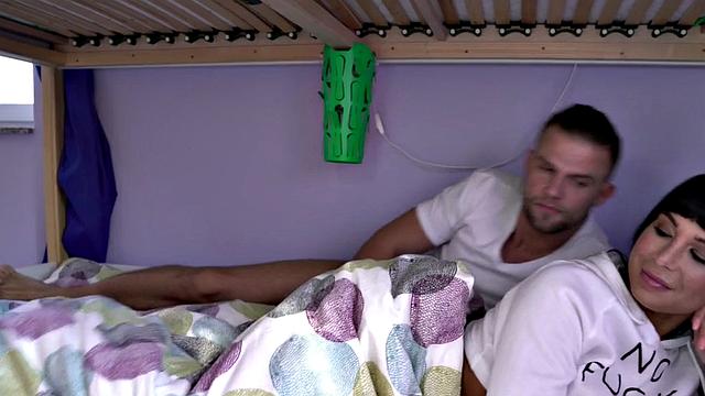 Curvy euro beauty pounded by hostel roommate before blowjob