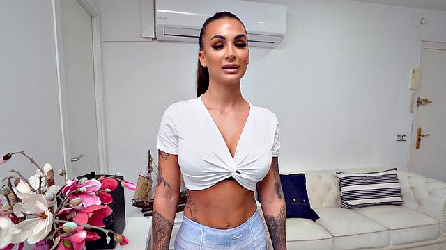 Tattooed bae fucked by big white dick in wet pussy hole