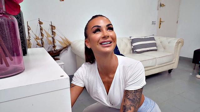 Tattooed bae fucked by big white dick in wet pussy hole