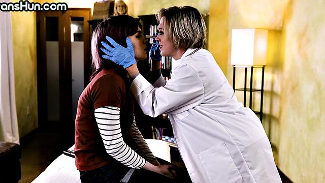 Transgender huns fuck mature busty nurse in 3some