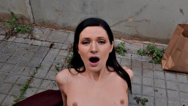 Pulled beauty fucked outdoors after getting picked up