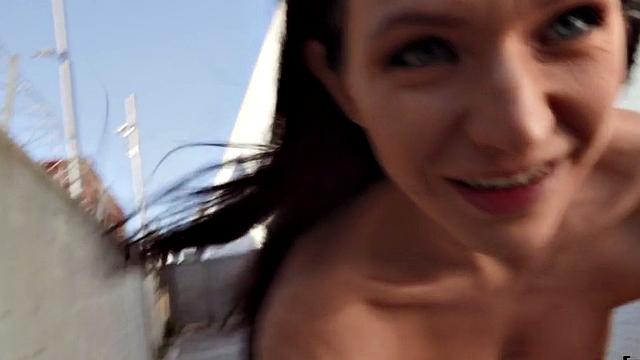 Pulled beauty fucked outdoors after getting picked up