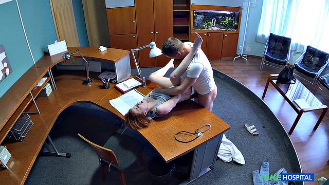 Petite redheads sexual skills makes doctor cum twice