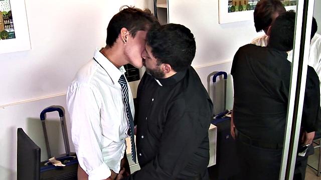 Slim Latino asslicks and barebacks DILF before tasting cum.