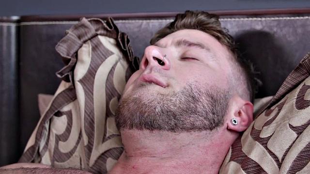 Hairy amateur hunk sprays cum after stroking in solo