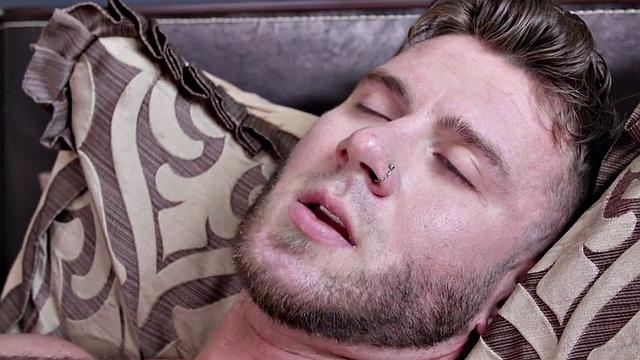 Hairy amateur hunk sprays cum after stroking in solo