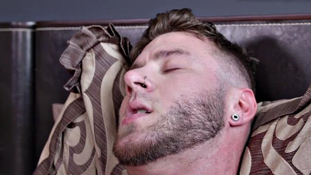 Hairy amateur hunk sprays cum after stroking in solo