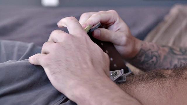 Hairy amateur hunk sprays cum after stroking in solo