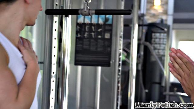 Muscled jock sucking his lover