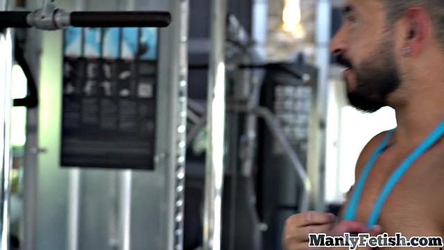 Muscled jock sucking his lover