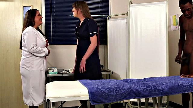 Interracial CFNM threesome: teasing sluts with big black cocks