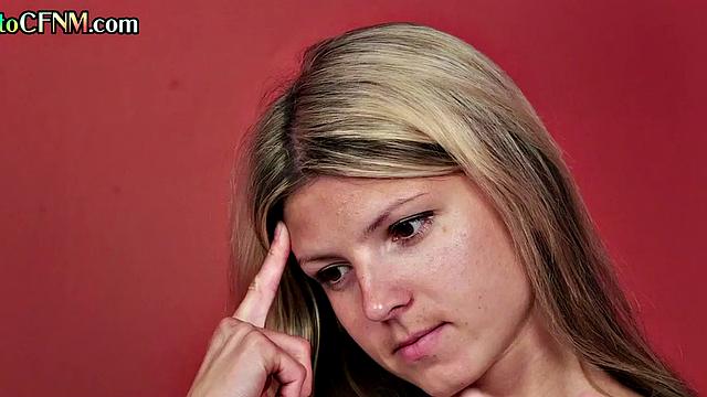 Mature CFNM lady teaching cutie how to cocksuck