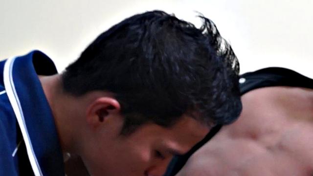 Skinny Asian bottom sucks before bred from behind