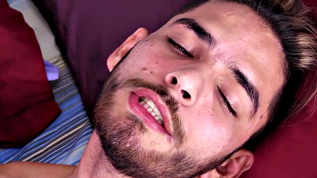 We find Latin Daguy naked in bed and working up a boner, while watching some porn on his phone. Once hard, he starts beating off, while fingering himself. Daguy is all over that bed, as he works his way to a much anticipated climax.