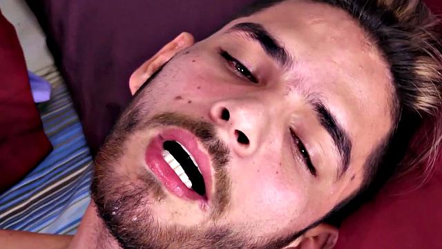 We find Latin Daguy naked in bed and working up a boner, while watching some porn on his phone. Once hard, he starts beating off, while fingering himself. Daguy is all over that bed, as he works his way to a much anticipated climax.