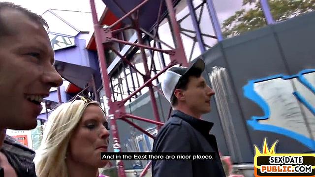 German mature outdoor 3some fucked in Gonzo style