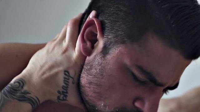 Tattooed nympho guy fucks stud in anal hole in doggystyle