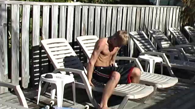 Cute skater boy Cameron Daniels is out on the sun deck relaxing when he decides to strip naked and jerk off in the sun. He goes to work on that big dick of his, edging himself several times, before deciding it's time to shoot.