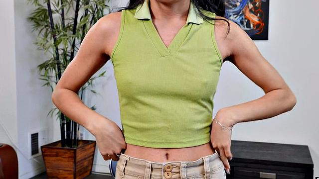 Tiny Asian gives footjob and deepthroat on casting