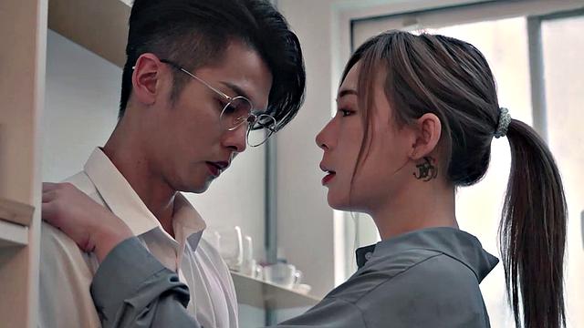 Lin misses work and colleague comes and fucks her