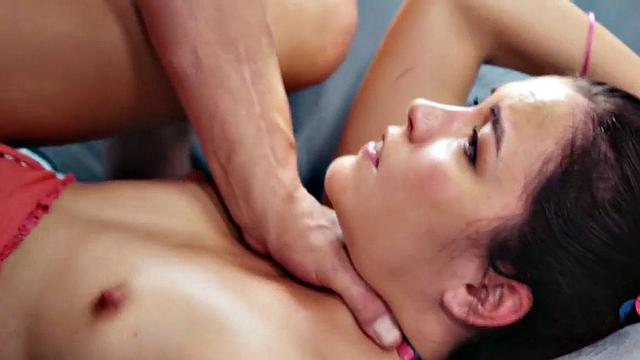 Perv petite 21yo slut caught masturbating gets smashed