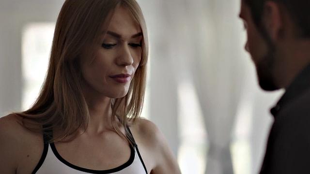 Trans rimmed before cockriding in erotic couple