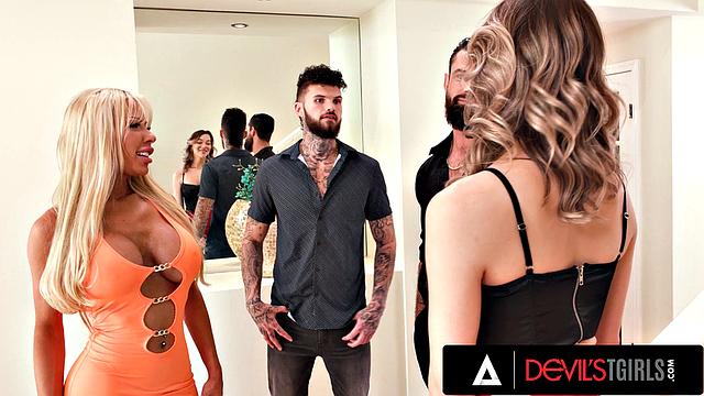 DEVILS TGIRLS - Trans Goddess Brittney Kade Seduces For Intense Anal Fuckfest At Swinger Party