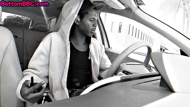 Stranded black thug throatfucked by white guy