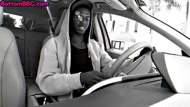 Stranded black thug throatfucked by white guy