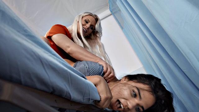 Big Asian lez strapon fucked by nurse in WAM sex