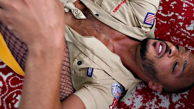 Bisex babe in pantyhose pussyfucked in cosplay 3some