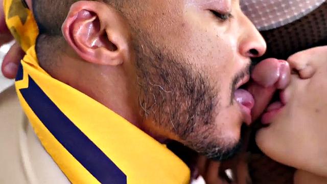 Bisex babe in pantyhose pussyfucked in cosplay 3some