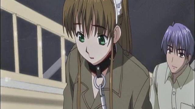 Maid In Apron Humiliated And Walked With Leash