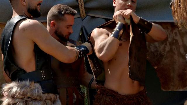 Viking barebacking each other in orgy outsoor