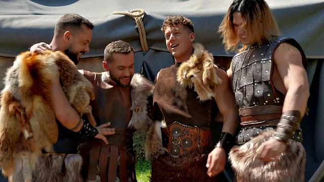 Viking barebacking each other in orgy outsoor
