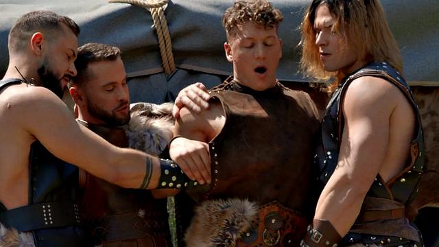 Viking barebacking each other in orgy outsoor