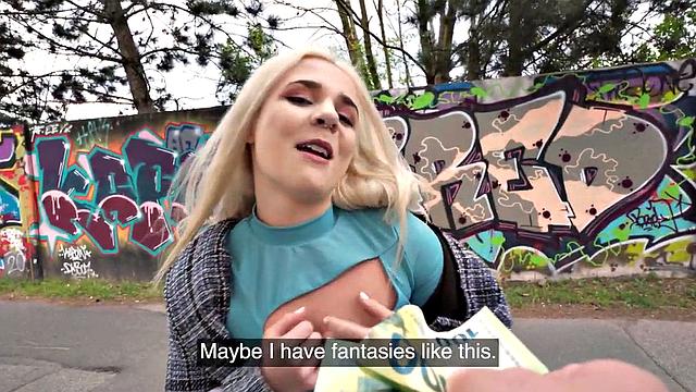 Public classy babe picked up for POV BJ before getting fucked