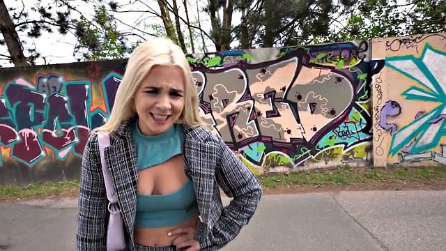 Public classy babe picked up for POV BJ before getting fucked