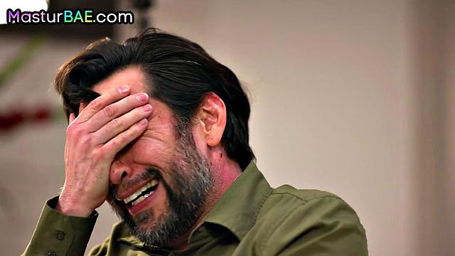 Busty redhead smashed by horny DILF