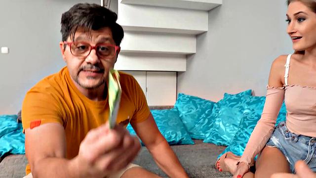 Watch as skinny GF gets pounded by a big dick while her cuckold partner watches