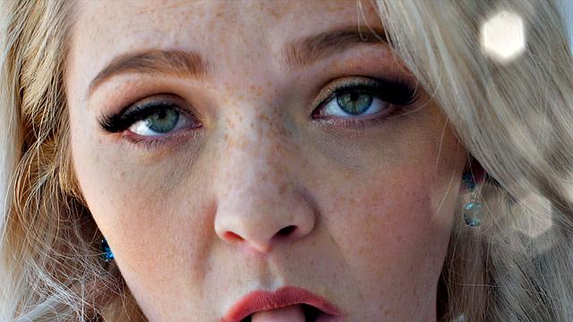 Green-eyed Beauty Swallows Cum In POV