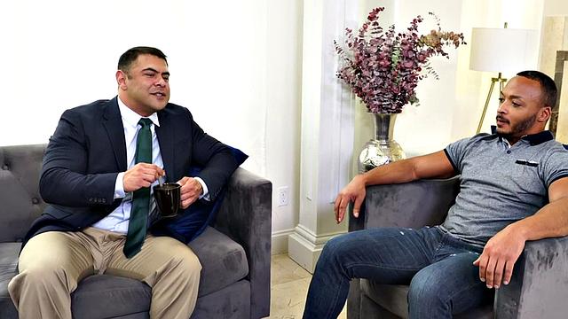 Mesmerized hunk fucks colleague on coffee break