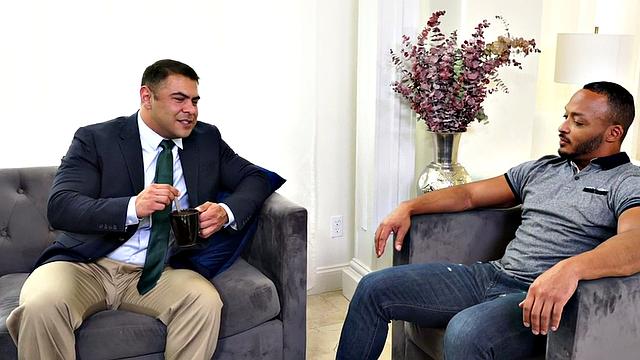 Mesmerized hunk fucks colleague on coffee break